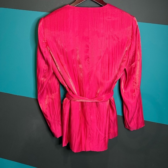 BNWT Zara Pink Blazer with Relaxed Silhouette and Self-Tie Belt - Picture 7 of 13